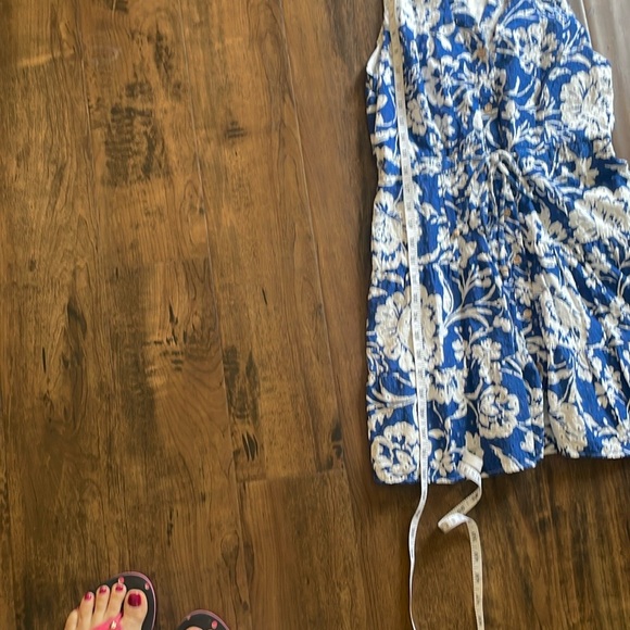 Zara Blue and White Pleated Smocked Sundress - Picture 7 of 8